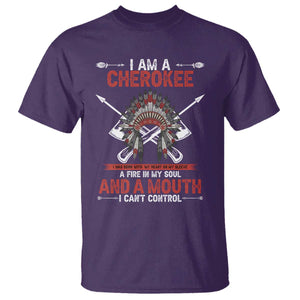 Native American Cherokee T Shirt - A Fire In My Soul And A Mouth I Cant Control Heritage Tee TS14 Purple Print Your Wear