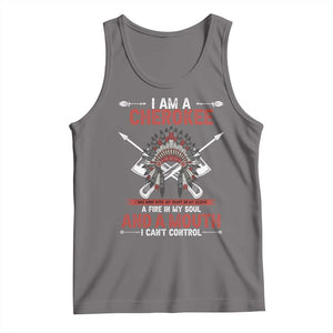 Native American Cherokee Tank Top I Am A Cherokee A Fire In My Soul And A Mouth I Can't Control TS14 Deep Heather Print Your Wear