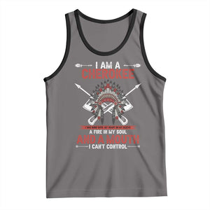 Native American Cherokee Tank Top I Am A Cherokee A Fire In My Soul And A Mouth I Can't Control TS14 Deep Heather Black Print Your Wear
