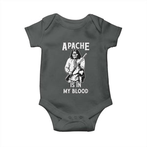 Native American Baby Onesie Apache Is In My Blood TS14 Dark Heather Print Your Wear