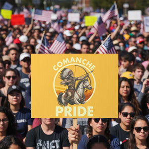 Native American Comanche Pride Indigenous People Day Protest Sign TS14 Horizontal 18" × 24" Yellow Print Your Wear