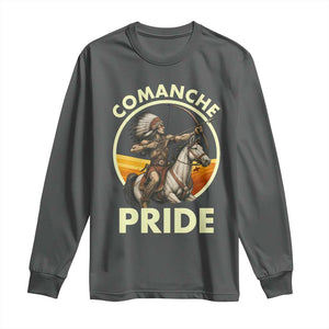 Native American Comanche Pride Indigenous People Day Long Sleeve Shirt TS14 Dark Heather Print Your Wear