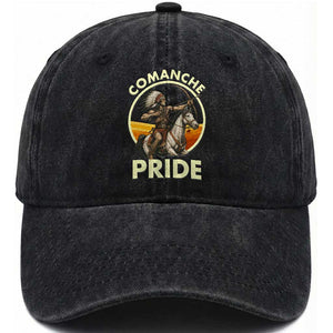 Native American Comanche Pride Indigenous People Day Washed Cotton Baseball Cap TS14 Washed Cap Universal Fit Black Print Your Wear