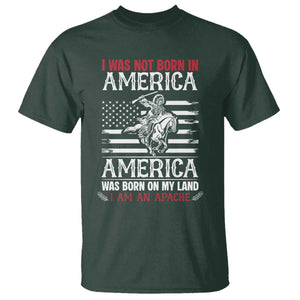 Native American Apache T Shirt I Was Not Born In America TS14 Dark Forest Green Print Your Wear