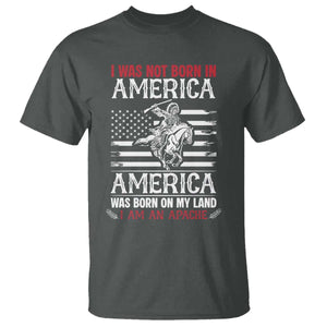 Native American Apache T Shirt I Was Not Born In America TS14 Dark Heather Print Your Wear