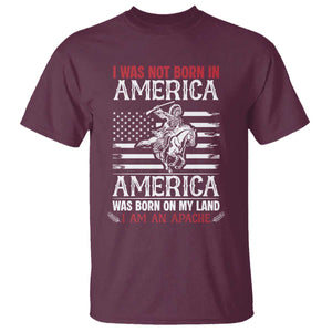 Native American Apache T Shirt I Was Not Born In America TS14 Maroon Print Your Wear