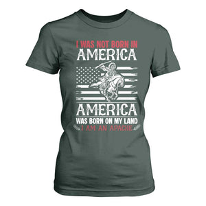 Native American Apache T Shirt For Women I Was Not Born In America TS14 Dark Forest Green Print Your Wear