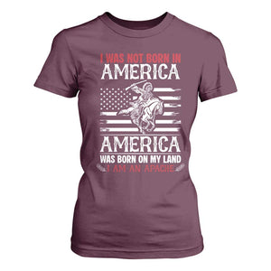Native American Apache T Shirt For Women I Was Not Born In America TS14 Maroon Print Your Wear