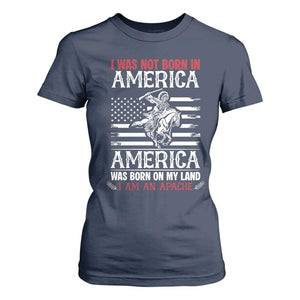 Native American Apache T Shirt For Women I Was Not Born In America TS14 Navy Print Your Wear