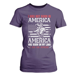 Native American Apache T Shirt For Women I Was Not Born In America TS14 Purple Print Your Wear
