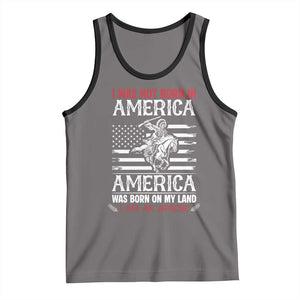 Native American Apache Tank Top I Was Not Born In America TS14 Deep Heather Black Print Your Wear