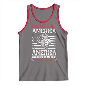 Native American Apache Tank Top I Was Not Born In America TS14 Deep Heather Red Print Your Wear