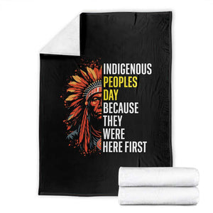Indigenous Peoples Day Because They Were Here First Throw Blanket TS14 Black Print Your Wear