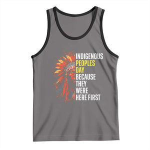 Indigenous Peoples Day Because They Were Here First Tank Top TS14 Deep Heather Black Print Your Wear