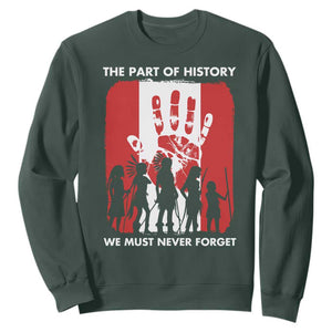 Native American Child Idian Sweatshirt The Part Of History We Must Never Forget TS14 Dark Forest Green Print Your Wear
