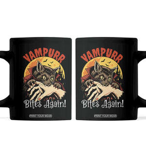 Vampurr Bites Again Coffee Mug Funny Vampire Cat Halloween Horror TS14 Black Print Your Wear