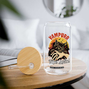 Vampurr Bites Again Glass Can Funny Vampire Cat Halloween Horror TS14 Print Your Wear
