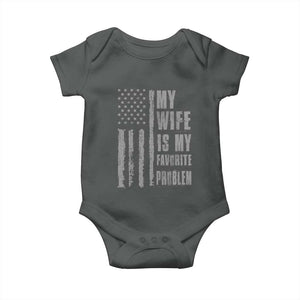 My Wife is My Favorite Problem Baby Onesie Funny Sarcastic Wife American Flag TS14 Dark Heather Print Your Wear