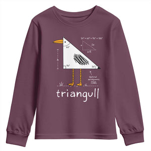 Triangull Triangle Seagull Bird Pun Youth Sweatshirt Funny Math Teacher Joke Humor TS14 Maroon Print Your Wear
