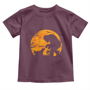 Bigfoot Boop Dog Hallowwen Toddler T Shirt Funny Sasquatch Meme Dog Lovers Full Moon TS14 Maroon Print Your Wear