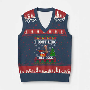 Marcus The Worm Xmas Meme V-Neck Knit Sweater Vest I Do Not Like This Rock TS14 Navy Red Print Your Wear