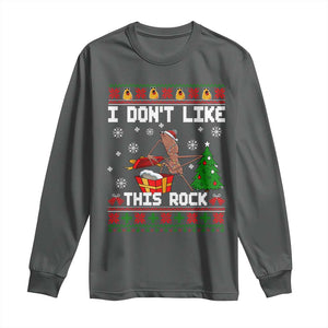 Marcus The Worm Christmas Meme Long Sleeve Shirt I Do Not Like This Rock TS14 Dark Heather Print Your Wear