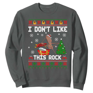 Marcus The Worm Christmas Meme Sweatshirt I Do Not Like This Rock TS14 Dark Heather Print Your Wear