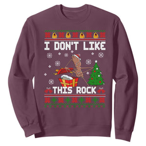 Marcus The Worm Christmas Meme Sweatshirt I Do Not Like This Rock TS14 Maroon Print Your Wear