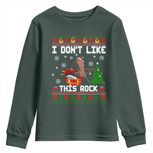 Marcus The Worm Christmas Meme Youth Sweatshirt I Do Not Like This Rock TS14 Dark Forest Green Print Your Wear