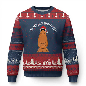 Marcus The Worm Xmas Meme Ugly Christmas Sweater I Am Mildly Irritated TS14 Navy Red Print Your Wear
