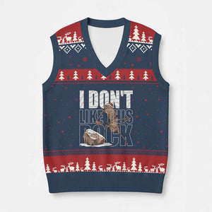 Marcus The Worm Xmas Meme V-Neck Knit Sweater Vest Funny Brain Rot Gen Z TS14 Navy Red Print Your Wear