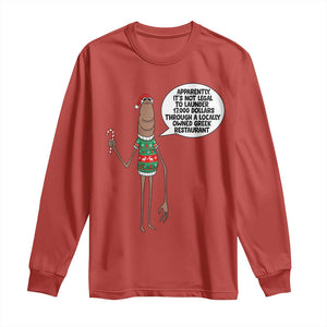 Marcus The Worm Christmas Meme Long Sleeve Shirt Locally Owned Greek Restaurant TS14 Red Print Your Wear