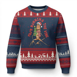 Marcus The Worm Xmas Meme Ugly Christmas Sweater You Are Running The Vibe TS14 Navy Red Print Your Wear