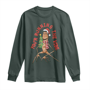 Marcus The Worm Christmas Meme Long Sleeve Shirt You Are Running The Vibe TS14 Dark Forest Green Print Your Wear
