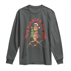 Marcus The Worm Christmas Meme Long Sleeve Shirt You Are Running The Vibe TS14 Dark Heather Print Your Wear