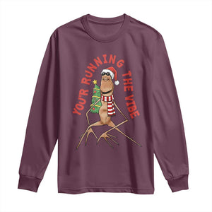 Marcus The Worm Christmas Meme Long Sleeve Shirt You Are Running The Vibe TS14 Maroon Print Your Wear