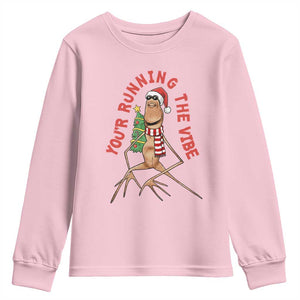 Marcus The Worm Christmas Meme Youth Sweatshirt You Are Running The Vibe TS14 Light Pink Print Your Wear