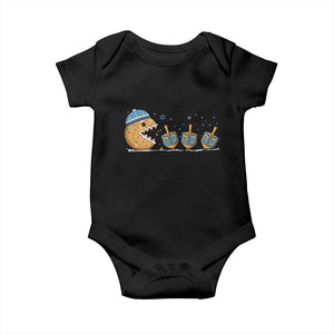 Funny Hanukkah Baby Onesie Donut Chasing Flames Jewish TS14 Black Print Your Wear