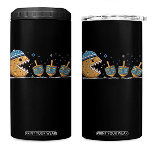 Funny Hanukkah 4 in 1 Can Cooler Tumbler Donut Chasing Flames Jewish TS14 One Size: 16 oz Black Print Your Wear