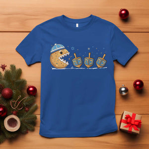 Funny Hanukkah T Shirt Donut Chasing Flames Jewish TS14 Royal Blue Print Your Wear