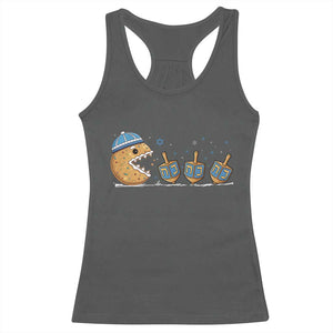 Funny Hanukkah Racerback Tank Top Donut Chasing Flames Jewish - Print Your Wear
