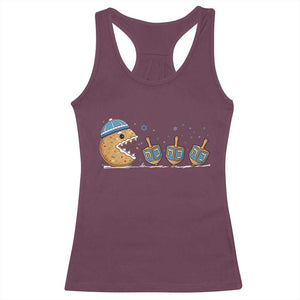 Funny Hanukkah Racerback Tank Top Donut Chasing Flames Jewish - Print Your Wear