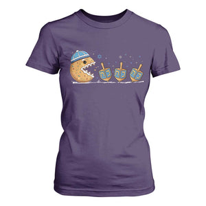 Funny Hanukkah T Shirt For Women Donut Chasing Flames Jewish TS14 Purple Print Your Wear