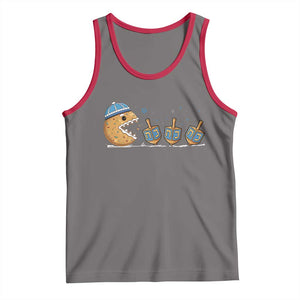 Funny Hanukkah Tank Top Donut Chasing Flames Jewish TS14 Deep Heather Red Print Your Wear