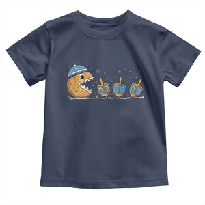 Funny Hanukkah Toddler T Shirt Donut Chasing Flames Jewish TS14 Navy Print Your Wear
