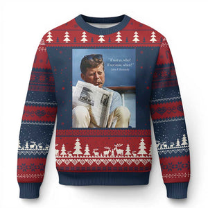 John F. Kennedy Smoking Smoker Ugly Christmas Sweater If Not Us Who If Not Now When Quote TS14 Navy Red Print Your Wear