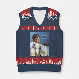 John F. Kennedy Smoking Smoker V-Neck Knit Sweater Vest If Not Us Who If Not Now When Quote TS14 Navy Red Print Your Wear