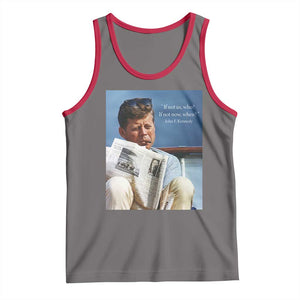 John F. Kennedy Smoking Smoker Tank Top If Not Us Who If Not Now When Quote TS14 Deep Heather Red Print Your Wear