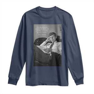 John F Kennedy Quote Long Sleeve Shirt American President History TS14 Navy Print Your Wear