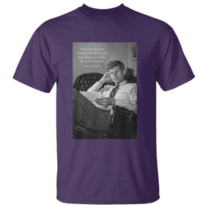 John F Kennedy Quote T Shirt American President History TS14 Purple Print Your Wear